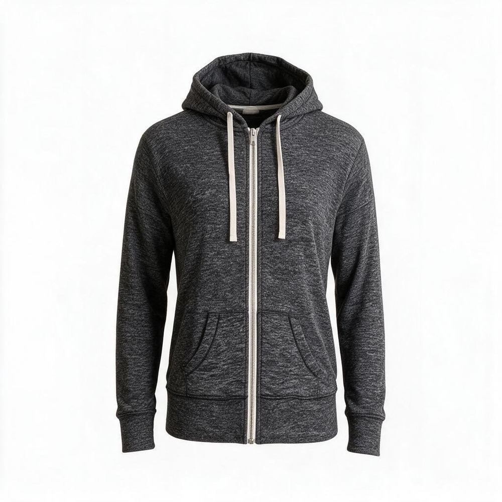 Hollister Womens Medium Gray Marl Full Zip Hoodie Sweatshirt Charcoal